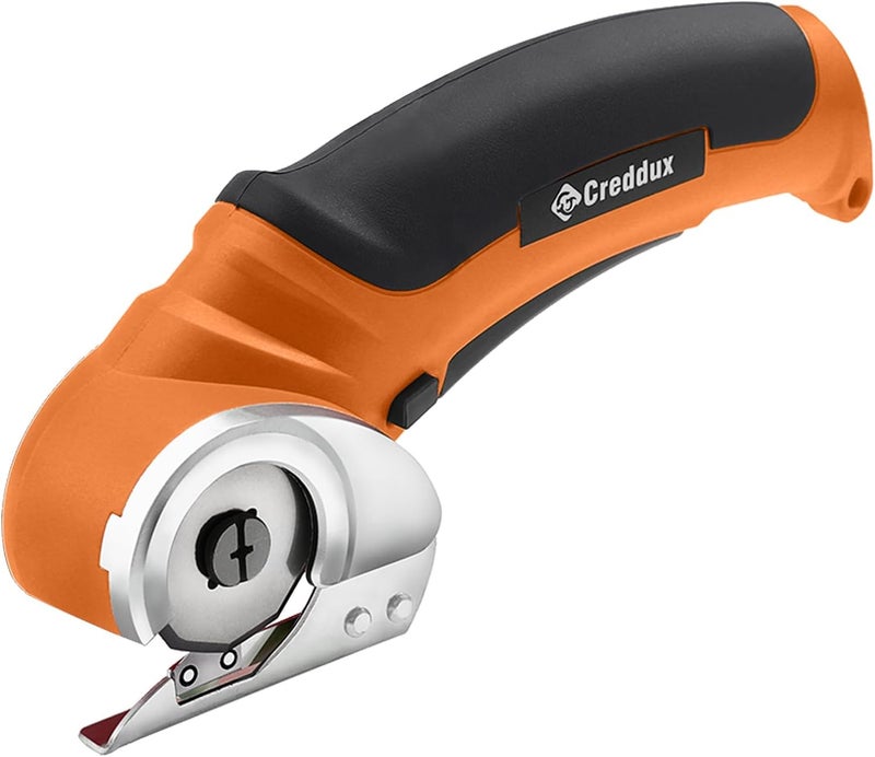 Creddux Cordless Electric Scissors, 4.2V Cardboard Cutter Tool for Cardboard Carpet Leather Packages Plastic with Rechargeable Battery Orange - Image 1